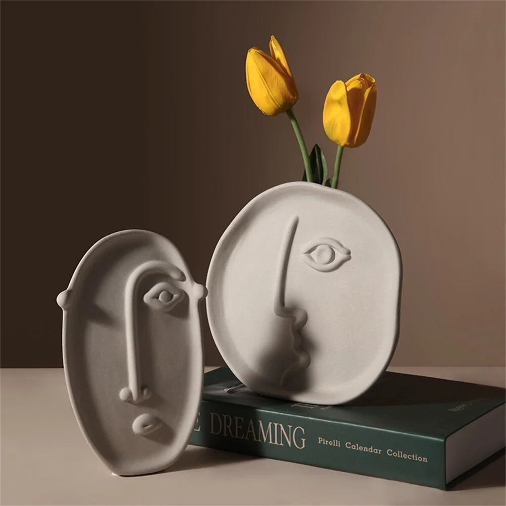 Minimalist Art Face Display and vase