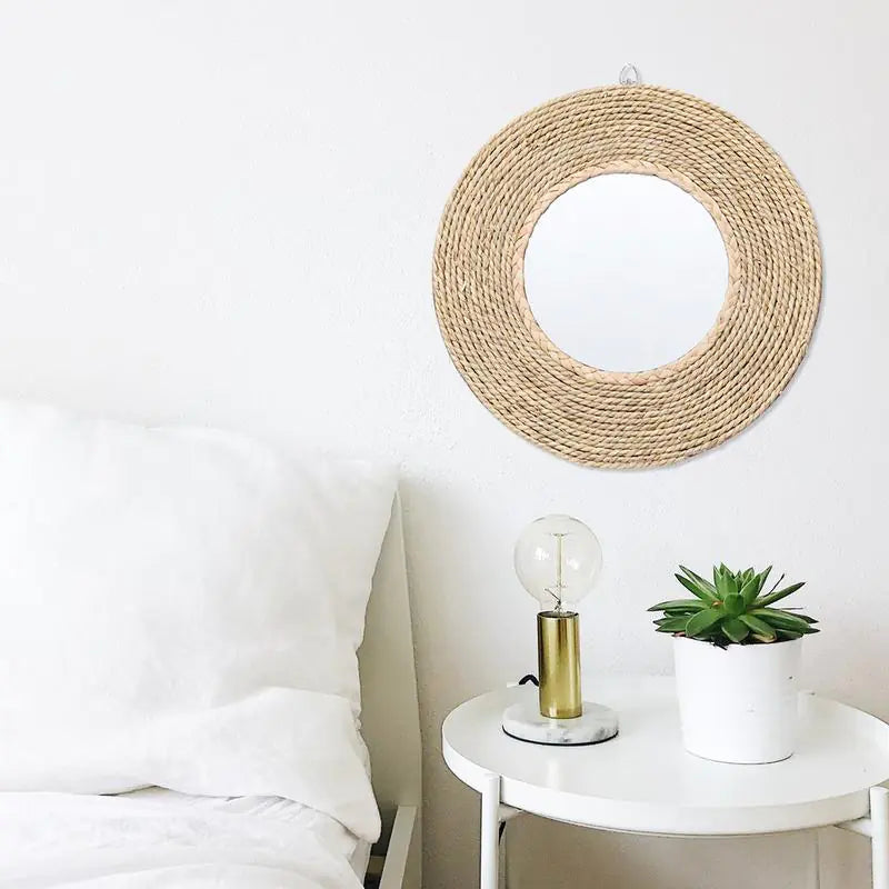 Rattan Round Woven Mirror