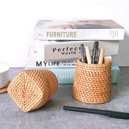 Taufora Halil - Rattan Pen Holder Organizer