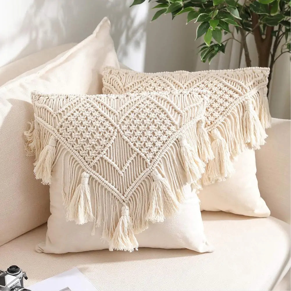 Taufora Halil - Macrame Hand-woven Pillow Covers