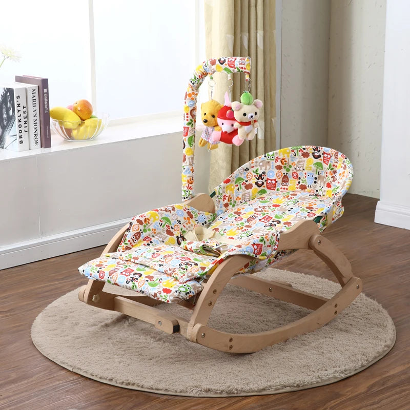 Taufora Halil - Wooden Comfort Chair Rocking Chair and Baby Bassinet