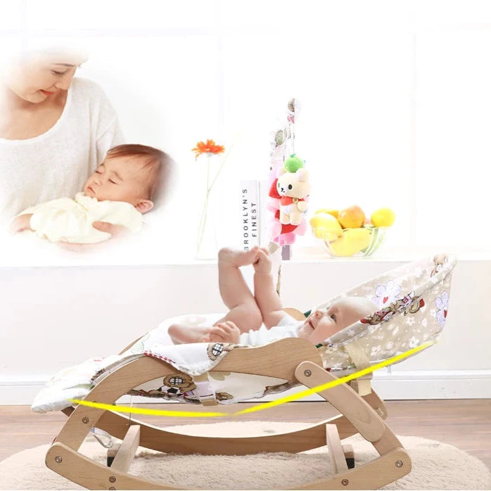 Taufora Halil - Wooden Comfort Chair Rocking Chair and Baby Bassinet