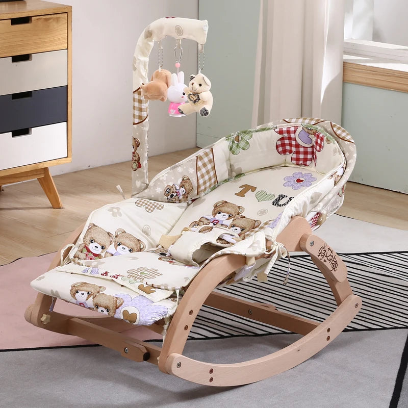 Taufora Halil - Wooden Comfort Chair Rocking Chair and Baby Bassinet