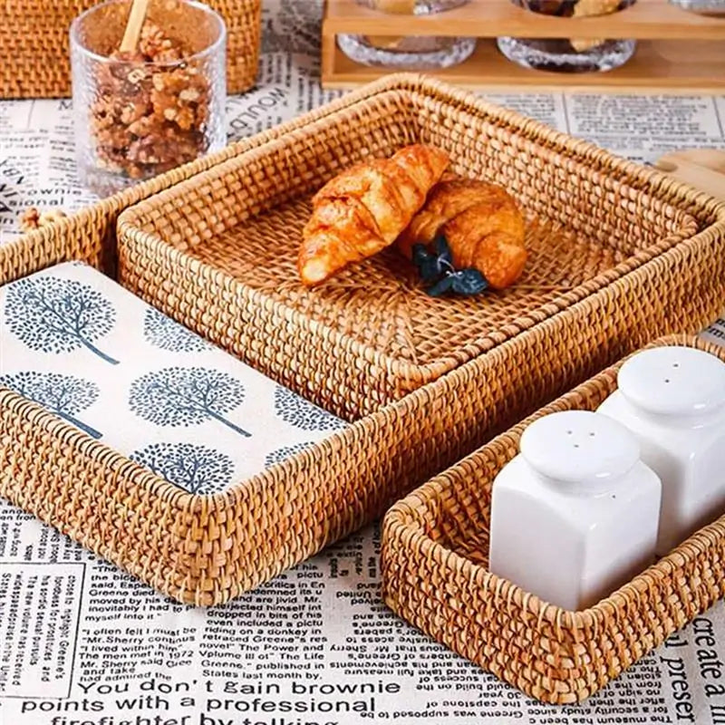 Taufora Halil - Rattan Storage and Food Tray Basket