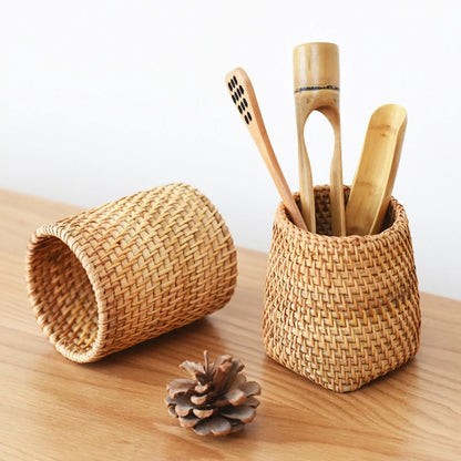 Taufora Halil - Rattan Pen Holder Organizer