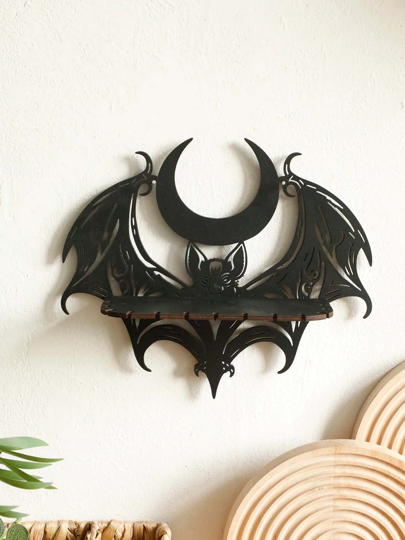 Black Wooden Gothic Wall Shelf