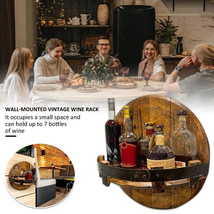 Taufora Halil - Wooden Barrel Whisky Wall Shelf Wine Bottle Holder