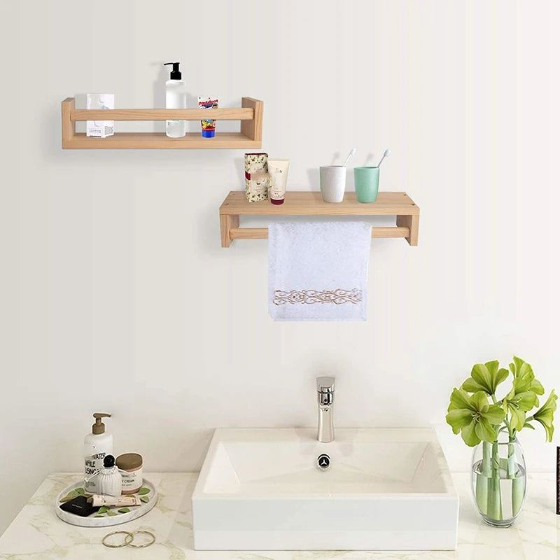 Taufora Halil - 2Pcs Natural Wood Floating Shelf