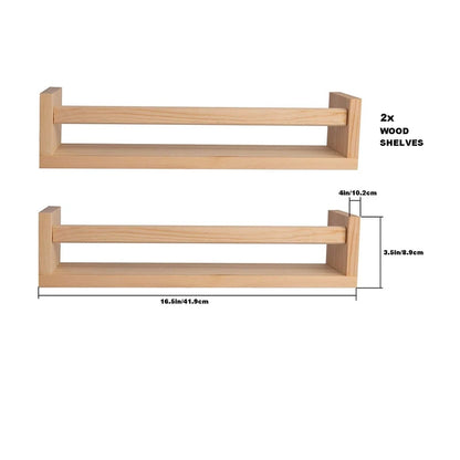 Taufora Halil - 2Pcs Natural Wood Floating Shelf  