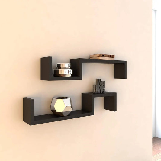 Taufora Halil - Black 'S' Wall Mount Shelves (Set of 2)