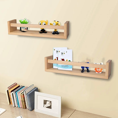 Taufora Halil - 2Pcs Natural Wood Floating Shelf