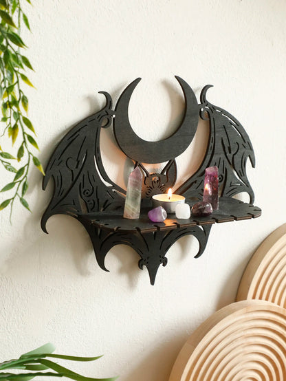 Black Wooden Gothic Wall Shelf