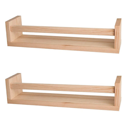 Taufora Halil - 2Pcs Natural Wood Floating Shelf