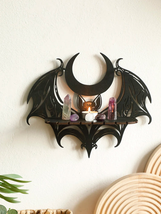 Black Wooden Gothic Wall Shelf