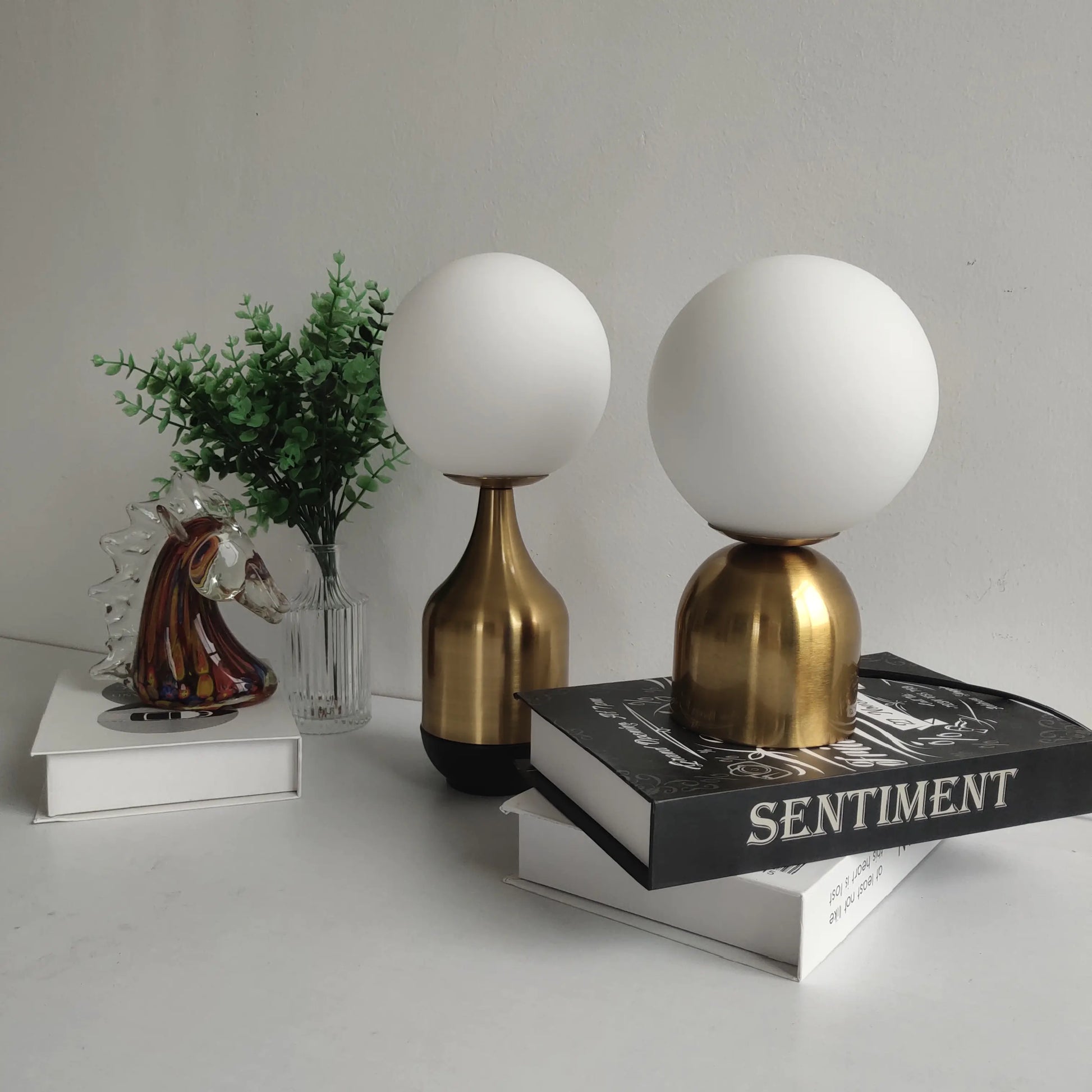 Taufora Halil - Nordic Glass Ball and Brass Table Lamp