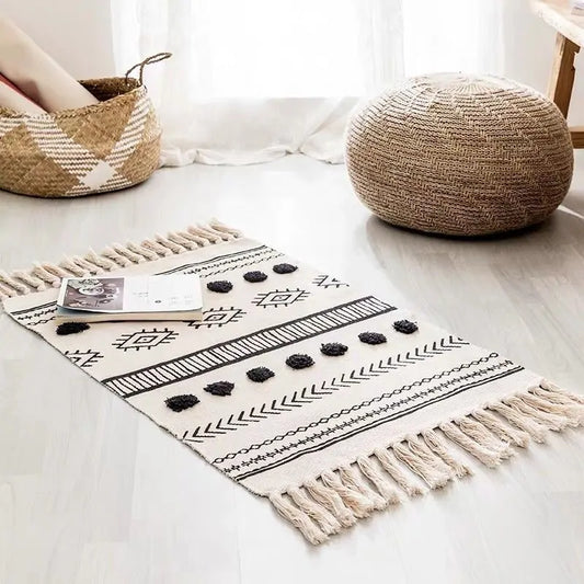 TAUFORA HALIL - Boho Hand-Woven Tassel Rug