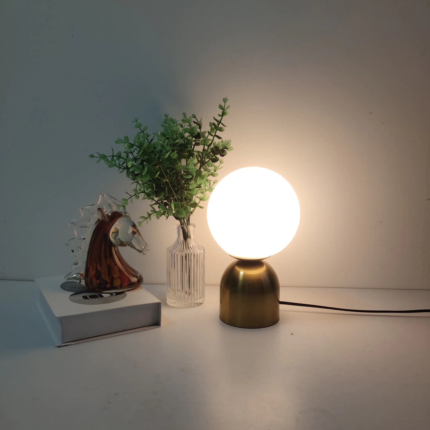 Taufora Halil - Nordic Glass Ball and Brass Table Lamp