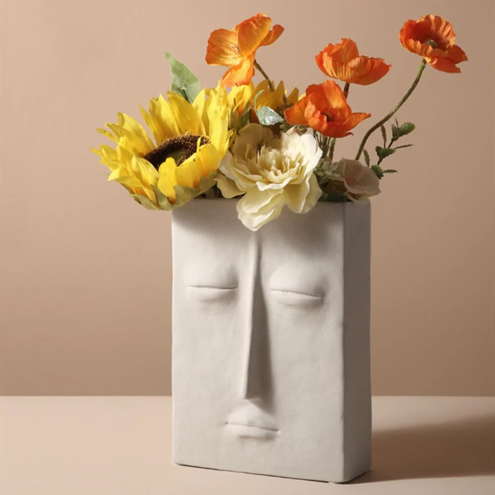 Minimalist Art Face Display and vase