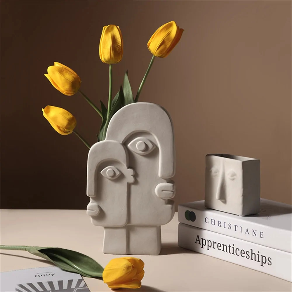 Minimalist Art Face Display and vase