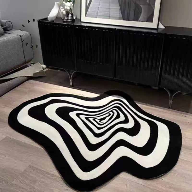 Taufora Halil - Abstract Black And White Rug