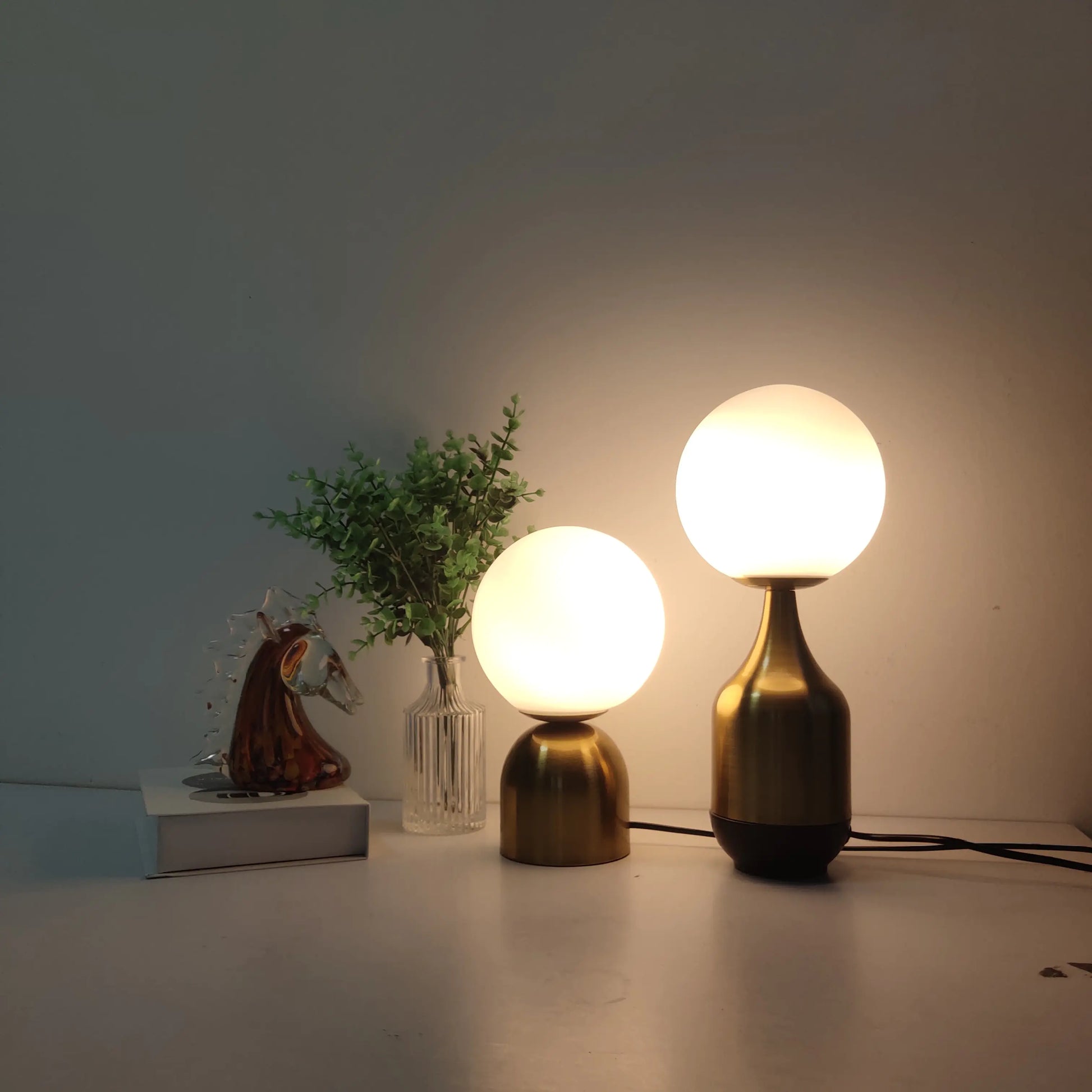 Taufora Halil - Nordic Glass Ball and Brass Table Lamp