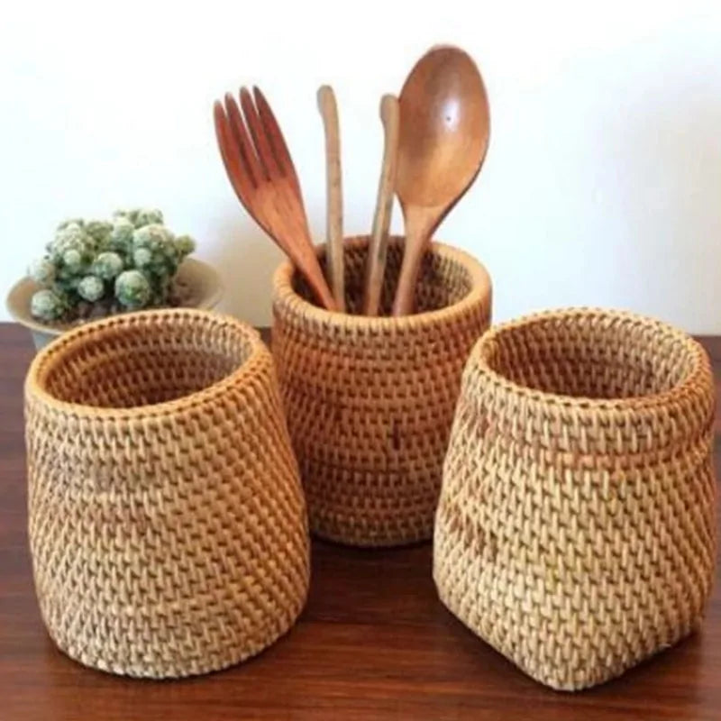 Taufora Halil - Rattan Pen Holder Organizer