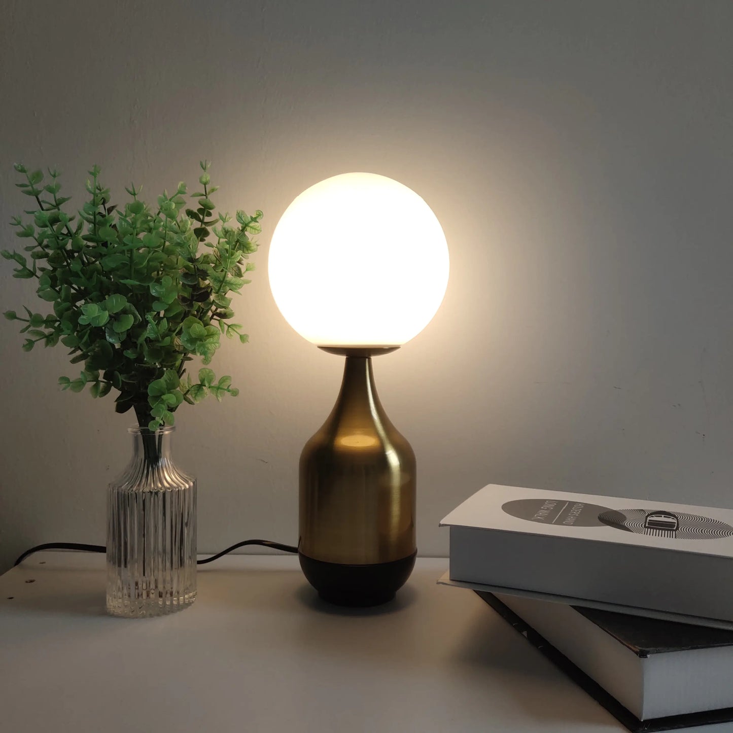 Taufora Halil - Nordic Glass Ball and Brass Table Lamp